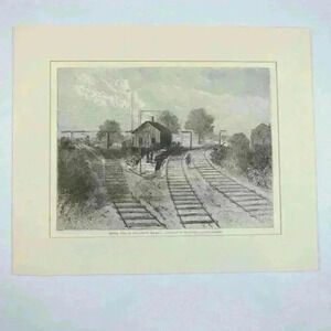 Art Print Revere Massachusetts Railroad Train Wreck Scene Antique 1871 RARE